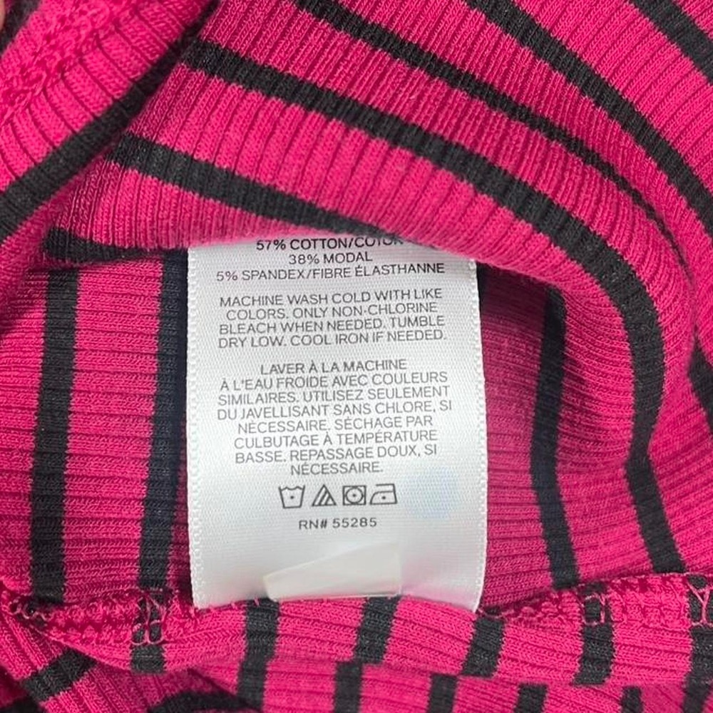 Express Womens Magenta Black Striped Ribbed Wrap Side Tie Tank Top Med NWT - Picture 6 of 8